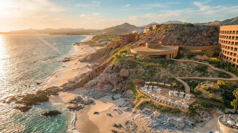 The DUNNA Beach Club on the Sea of Cortez at sunset